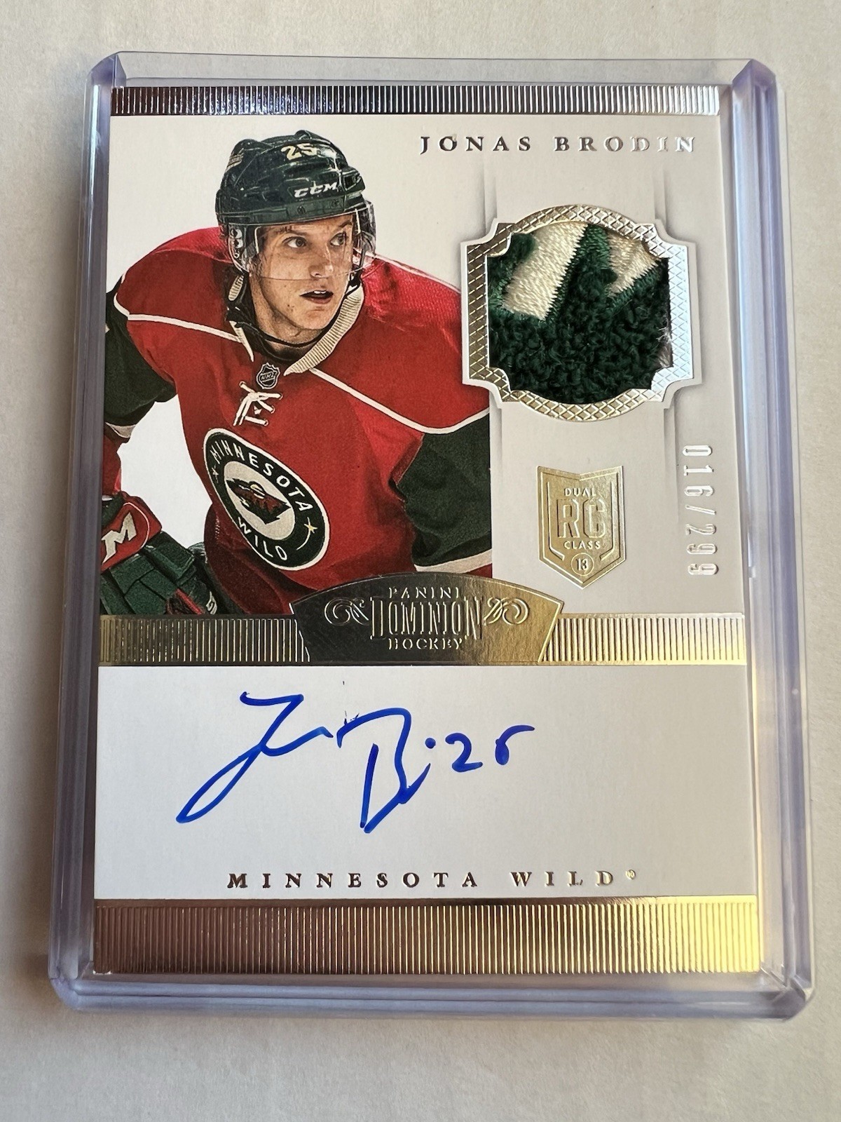 2013-14 Panini Dominion Jonas Brodin Rookie Auto Patch /299 Wild
