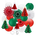 Christmas Paper Lanterns Decoration,19PCS Red Green Lanterns Handmade With