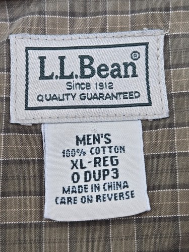 Camisa de franela LL Bean para hombre XL verde a cuadros con botones manga larga bolsillo - Imagen 10 de 15