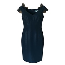 Carolina Herrera Black Silk Lined Sheath Dress 8 USA As Seen on Renée Zellweger