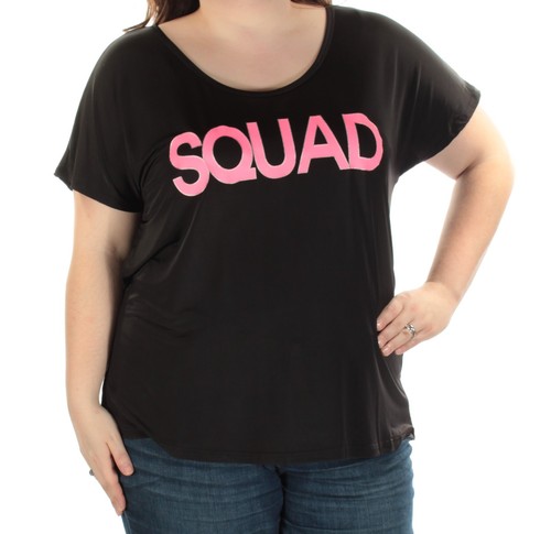 MATERIAL GIRL Womens Black Squad Short Sleeve Scoop Neck Active Wear Top Plus 2X