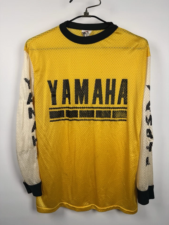 Camiseta deportiva Yamaha vintage años 70 amarilla motocross motocicletas carreras calzado XL 23x29 Foto 2 de 4