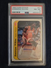 1986 FLEER STICKER #11 DOMINIQUE WILKINS ROOKIE CARD PSA 8. rookie card picture