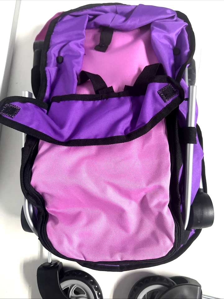 Cochecito de muñeca bebé con ruedas giratorias, juguete ajustable plegable de lujo nuevo Foto 4 de 4