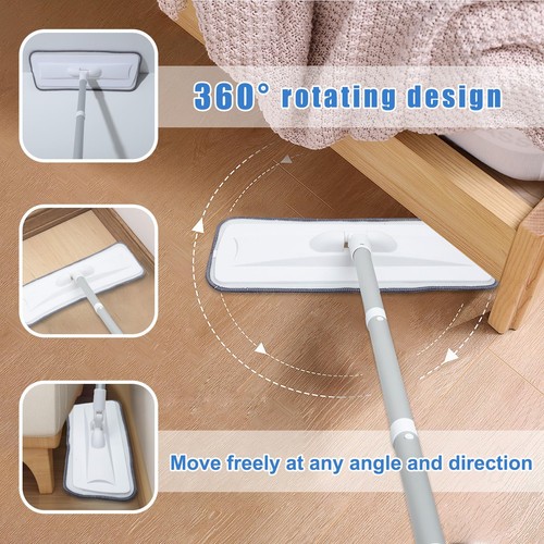 Microfiber Mop for Cleaning Floors, Extendable 16-58 Inch Flat Mop with 4 Reu... - Picture 4 of 7