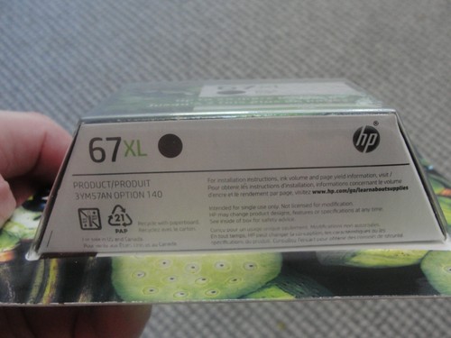 Genuine HP 67XL 3YM57AN Black Original High Yield Ink Cartridge OEM Exp: 2023 - Afbeelding 4 van 4