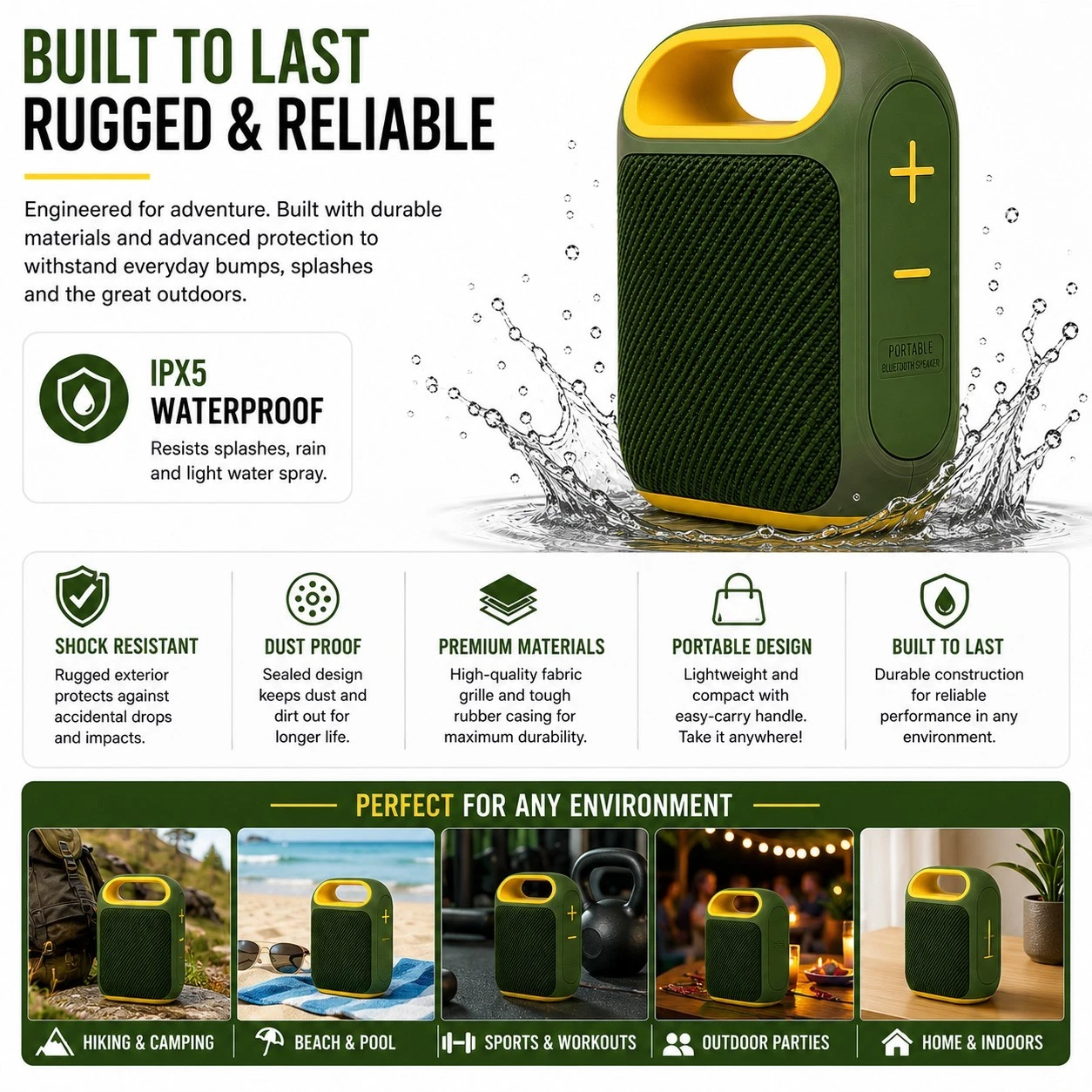 Portable Loud Bass Bluetooth Speakers USB - Picture 7 of 7