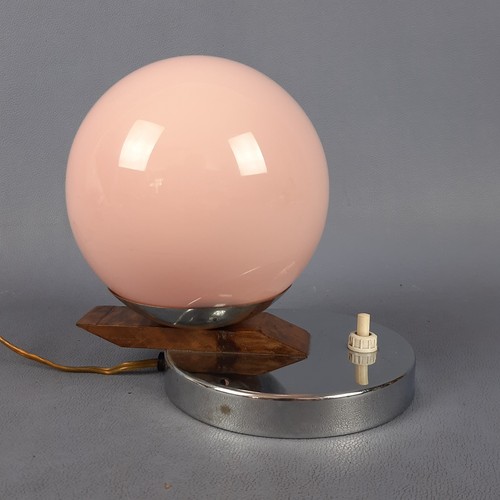 Lampada Da Tavolo Sfera Vetro Murano Rosa Metallo Cromato Modernariato 1950 - Picture 4 of 14