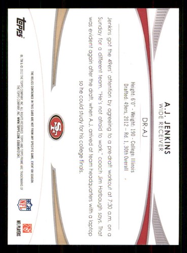 2012 Topps Prime Dual Relics #DRAJ A.J. Jenkins /235 - Picture 2 of 2