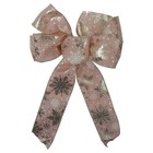 Northlight 14 x 9 Pink and Gold Snowflake 6 Loop Christmas Bow Decoration