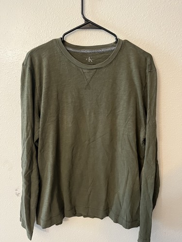 Calvin Klein Herren Solid Langarm T-Shirt Grün Größe L