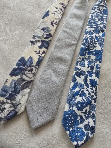 Boys Blue And Gray Set of 3  Pre Tied Adjustable Neck Ties - Picture 1 of 4