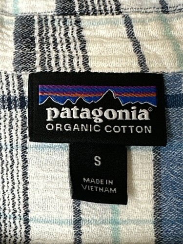 Camisa Patagonia Para Hombre S Azul Blanco A Cuadros LEER Algodón Orgánico Abotonada - Imagen 3 de 5