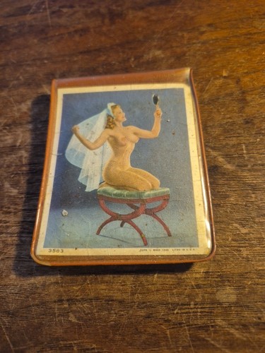 ANTIQUE - COPR. C. MOSS Pin up pinup wallet from THE 40s Plastic VINYL - Picture 3 of 5
