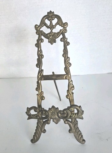 VTG Brass Tabletop Easel Ornate Victorian Small Art Book Display Stand India - Picture 2 of 18