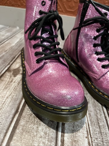 Dr. Martens 1460 Mädchen Combat Boot Kinder Pinks Glitzer Schnürschuhe Größe 2 - Bild 12 von 14