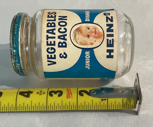 De colección Heinz 57 Verduras y Tocino Vidrio Etiqueta Papel Bebé Comida Tarro y Tapa Talla Junior - Imagen 8 de 9