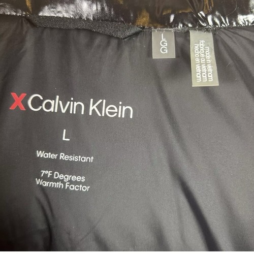 NWT CALVIN KLEIN MENS SNAPz FRONT PUFFER JACKET COAT BLACK SHINY Large Dope $225 - Picture 7 of 12