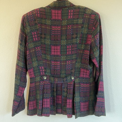 Betsey Johnson Vintage 90s Plaid Blazer Jacket Womens Large Grunge Academia - Picture 2 of 8