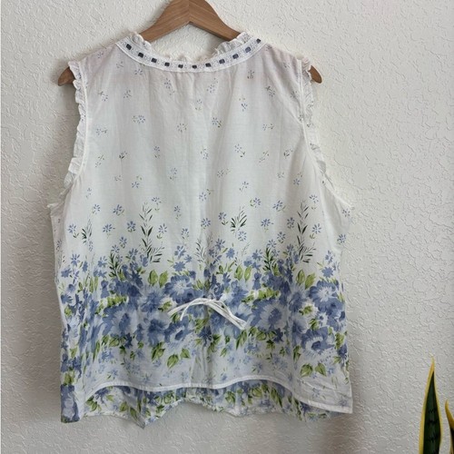 Juego de Pijama La Cera Algodón Floral Blanco Cottage Core Talla XL - Imagen 3 de 4