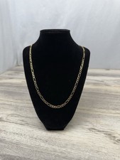 925 Sterling Silver Figaro Chain Necklace for Men 14K Gold Plated 4.5mm 23  12g