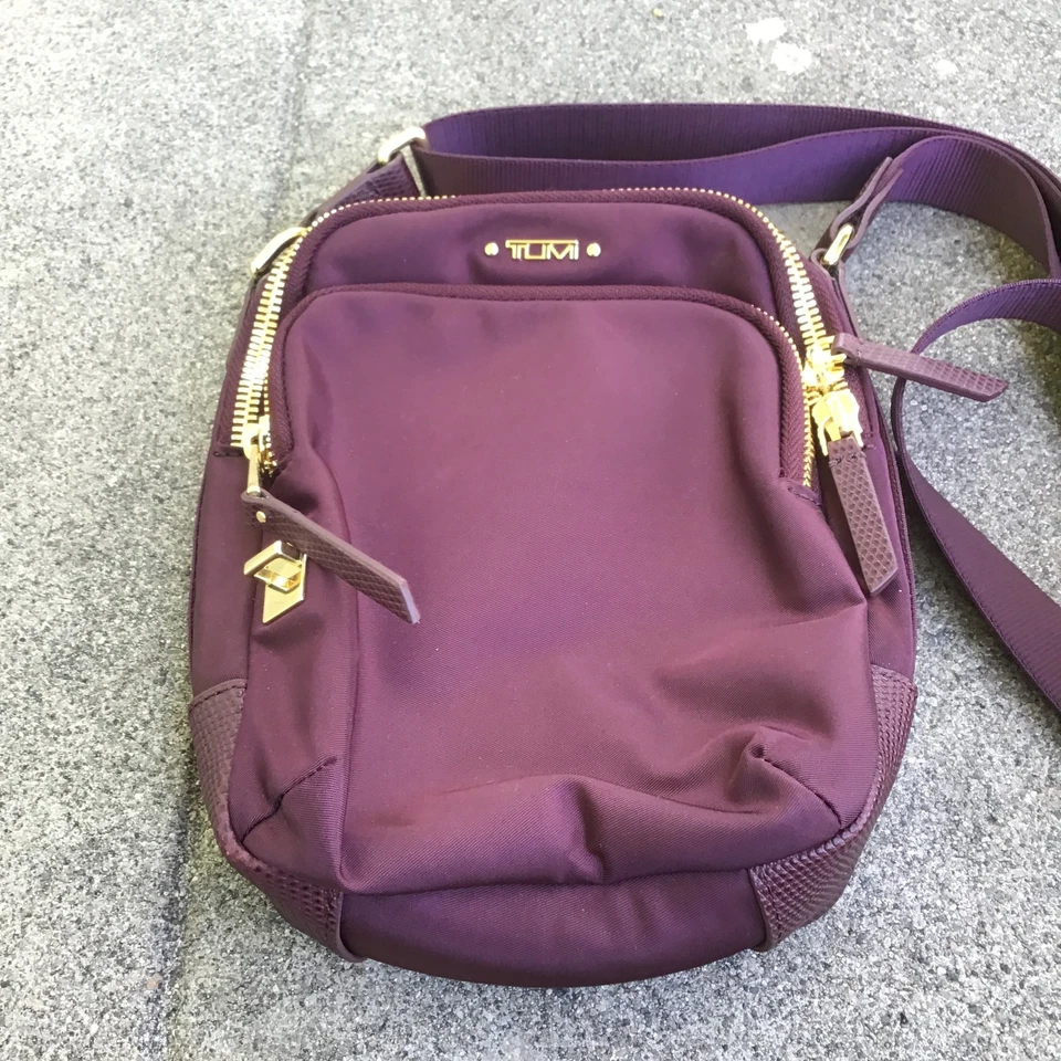 TUMI Ruma Voyageur Collection Purple Crossbody Travel Bag Strap - Image 3 of 4