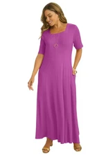 Jessica London Women's Plus Size Square Neck Maxi Dress