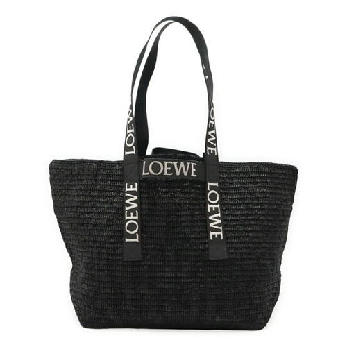 LOEWE FOLD SHOPPER Shoulder Bag, Basket Raffia, Black, B507X23X10 GZl1au3e - 第 1/1 張圖片