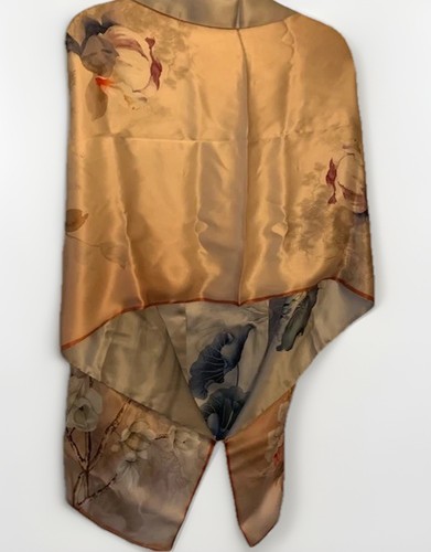 Silk Scarf Shawl Kimono Style Wrap Blue Pink Floral Elegant Travel Vacation Boho - Picture 5 of 24