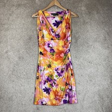 Lauren Ralph Lauren Dress Womens 6P Floral Sleeveless Ruched Stretch- 3592