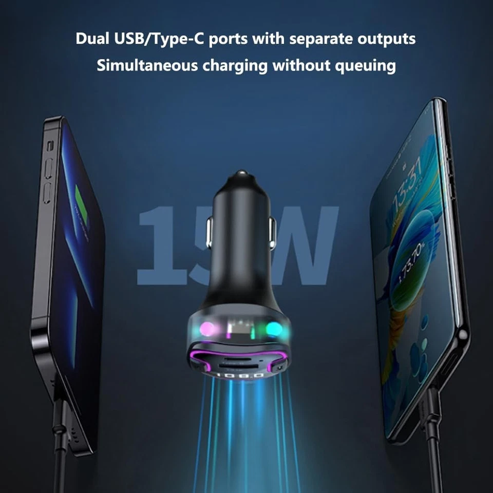 Adaptador inalámbrico MP3 transmisor FM Bluetooth para automóvil manos libres cargador de 1 puerto Foto 4 de 4