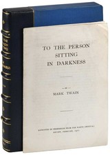 Mark Twain-TO THE PERSON SITTING IN DARKNESS-1901-1ST SEPARATE ED-VG+ COPY-RARE