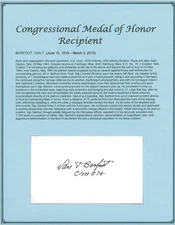 Van T Barfoot d2012 signed autograph 3x5 cut USA Army WWII MOH Recipient