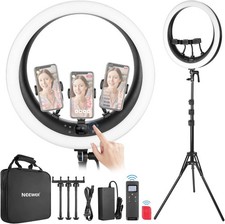 NEEWER 19 Inch Ring Light With Stand And 3 Phone Holders For Streaming Live