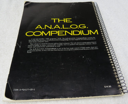 The Analog Compendium Atari 400/800 Programming Book 1983 Spiral Bound