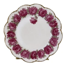 Antique Haviland Porcelain France Luncheon Plate, Drop Rose Schleiger 55, 8 1/2”