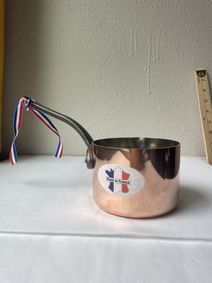 Baumalu Copper Sauce Pan with Spout And Iron Handle 3'' T, 4.5''W, Made in France