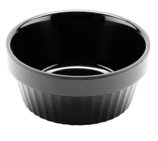 4 oz. Black Fluted Melamine Ramekin Sauce Dipping cup (12 pcs)