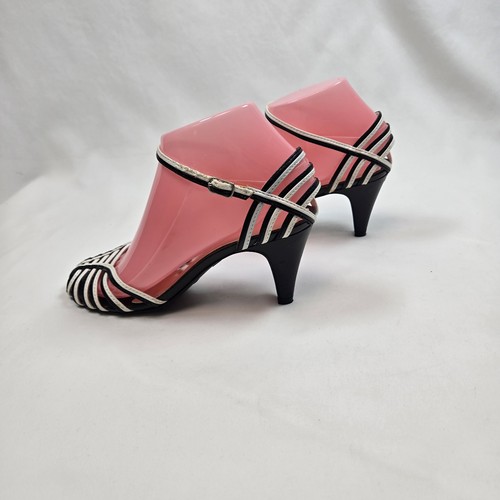 Fiona Black & White Strappy Closed Toe Heel Ankle Strap Sz6 - Bild 4 von 11