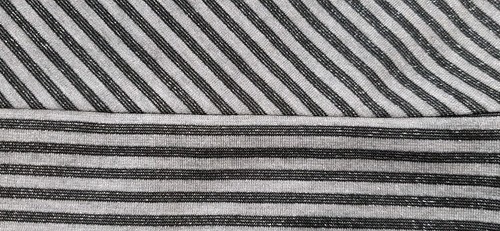 NWOT Coldwater Creek M 10-12 Striped Top Shimmer Grey/Black Slit Dolman Sleeve - Picture 3 of 7