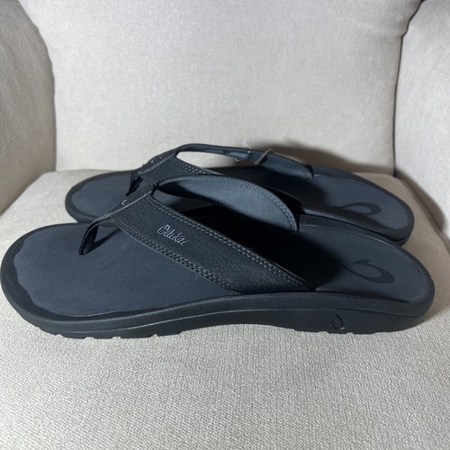 Neu mit Etikett OluKai Ohana Herren 14 schwarz Slipper Freizeit Flip Flop Riemen Komfort Sandalen - Bild 11 von 12