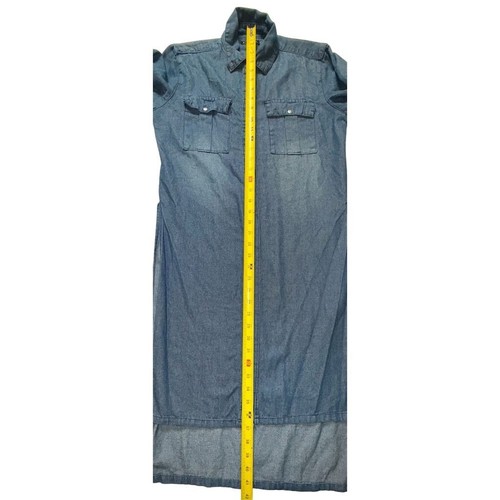 Vestido largo de mezclilla para mujer Kroix frente a presión azul occidental Y2K L/S grande cambray - Imagen 6 de 10