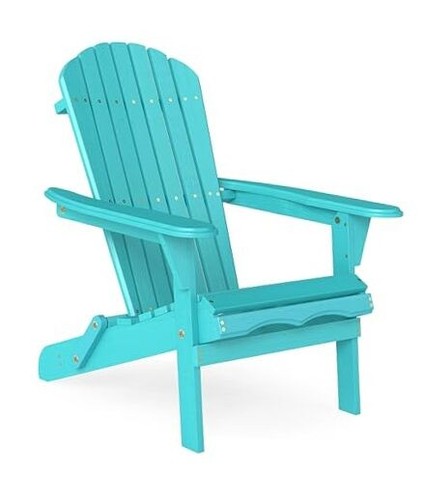 Outdoor Wooden Folding Adirondack Chair with Pre-Assembled BackRest, Accent