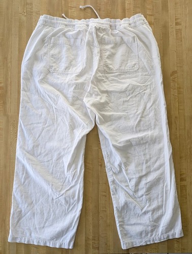 Old Navy White Linen Wide Leg Pants Size XXL Pull On Drawstring Pockets Summer - Picture 3 of 7
