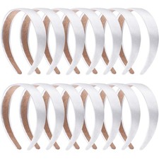 14 Pieces Satin Headbands White Ribbon 1 Inch Plain DIY Hair Accessories