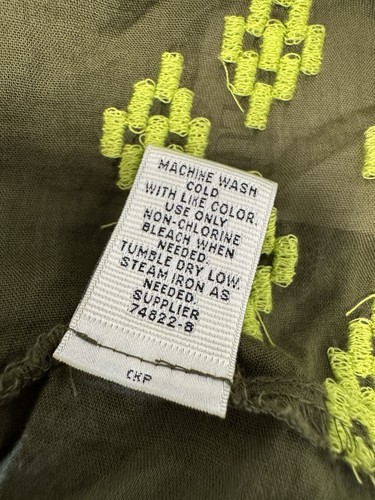 Blusa Top Campesina Boho Bordada Neón Verde Stylus Mujer Plus 3X Nueva con Etiquetas - Imagen 13 de 13