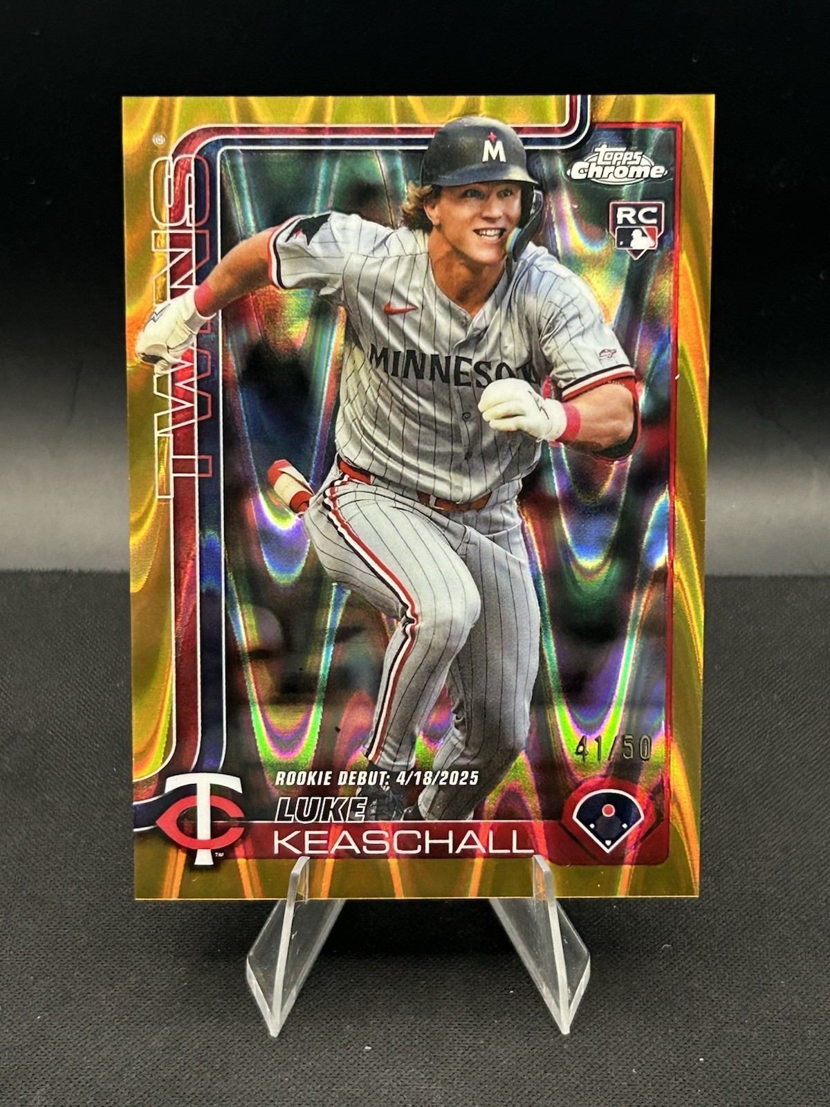2025 Topps Chrome Update Luke Keaschall Gold Raywave Rookie Debut /50 USC134