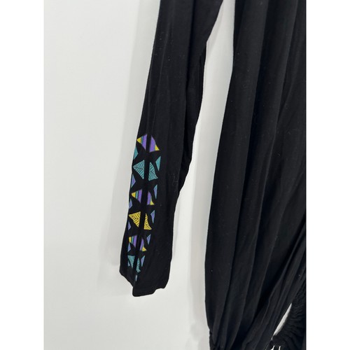 Lauren Moshi Beverly Hills schwarz Pferd Boho Knopfleiste Hoodie Shirt Small - Bild 5 von 9