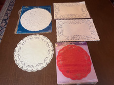 Lot approx 40 Vintage Paper Doilies. Large 12" round, rectangles. RED 