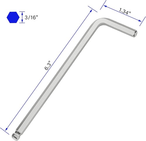 Llave Allen Llave Hexagonal Extremo Bola 2 PIEZAS 3/16", SAE Hexagonal Interna, 3/16 - Imagen 2 de 7